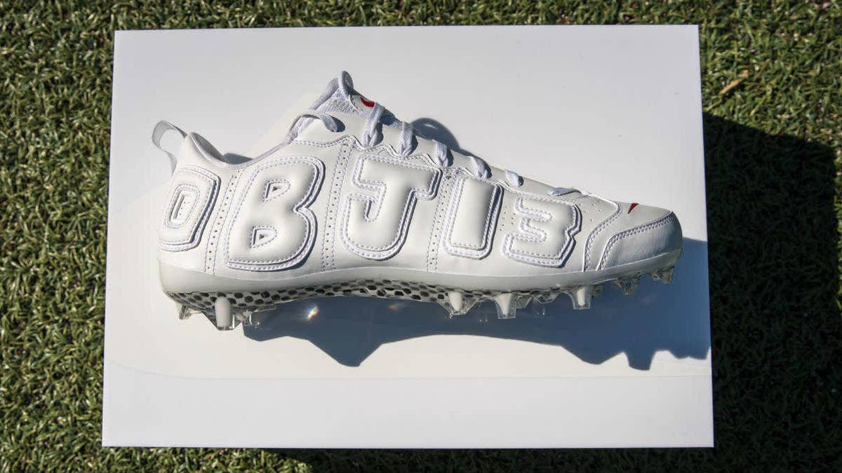 Odell Beckham Jr. receives another pair of Nike Air More Uptempo-inspired cleats.