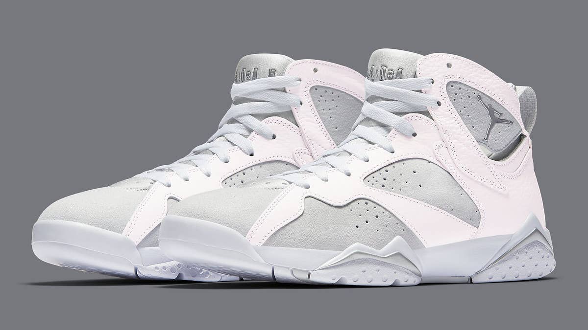 The Air Jordan 7 'Pure Money' releases on June 3 in this white and silver colorway.