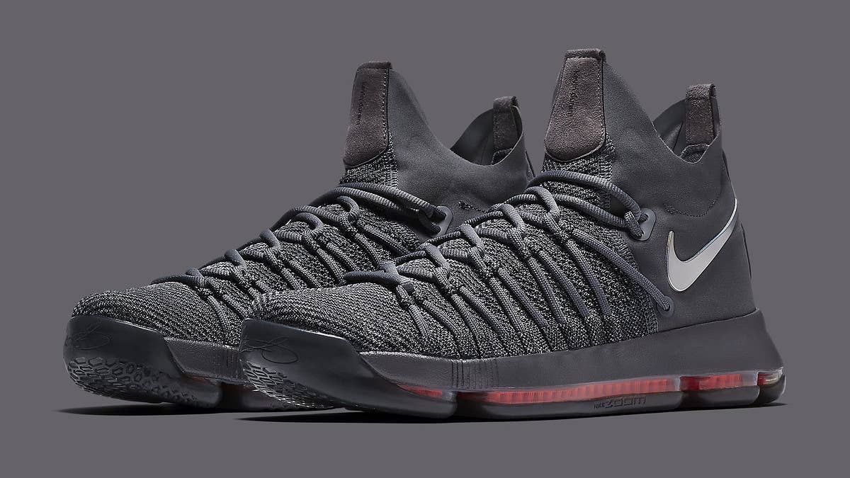 Nike KD 9 Elite surfaces in a tonal grey colorway.