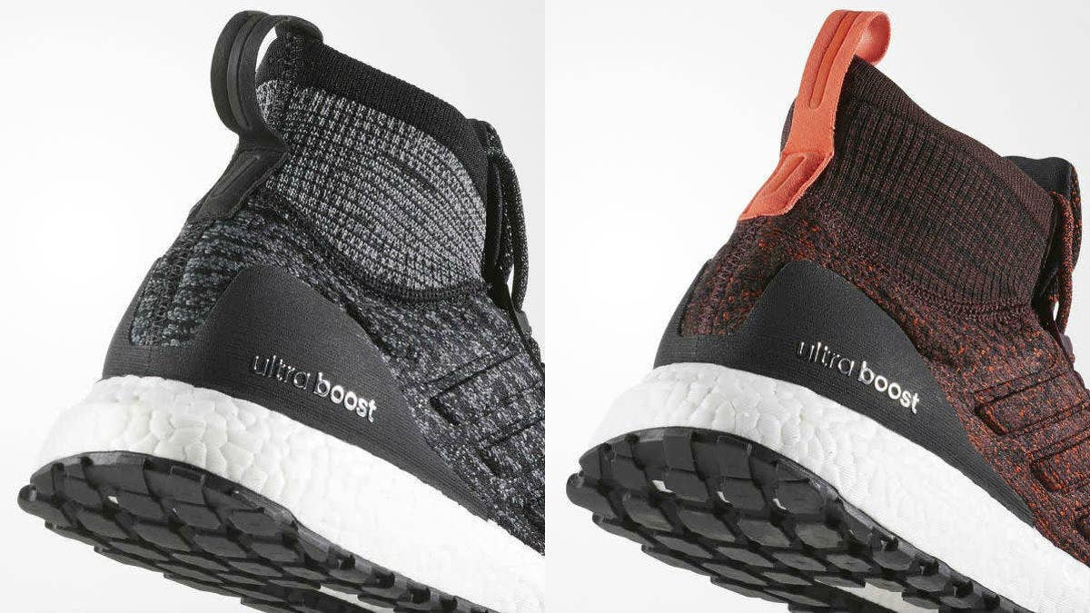 Two colorways of the Adidas Ultra Boost ATR Mid lined up for spring releases.