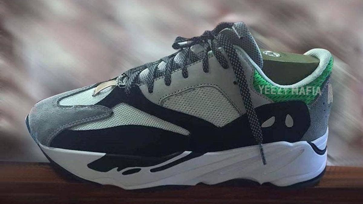 A first look at Kanye West's Adidas Yeezy Boost 700 in tan and green.