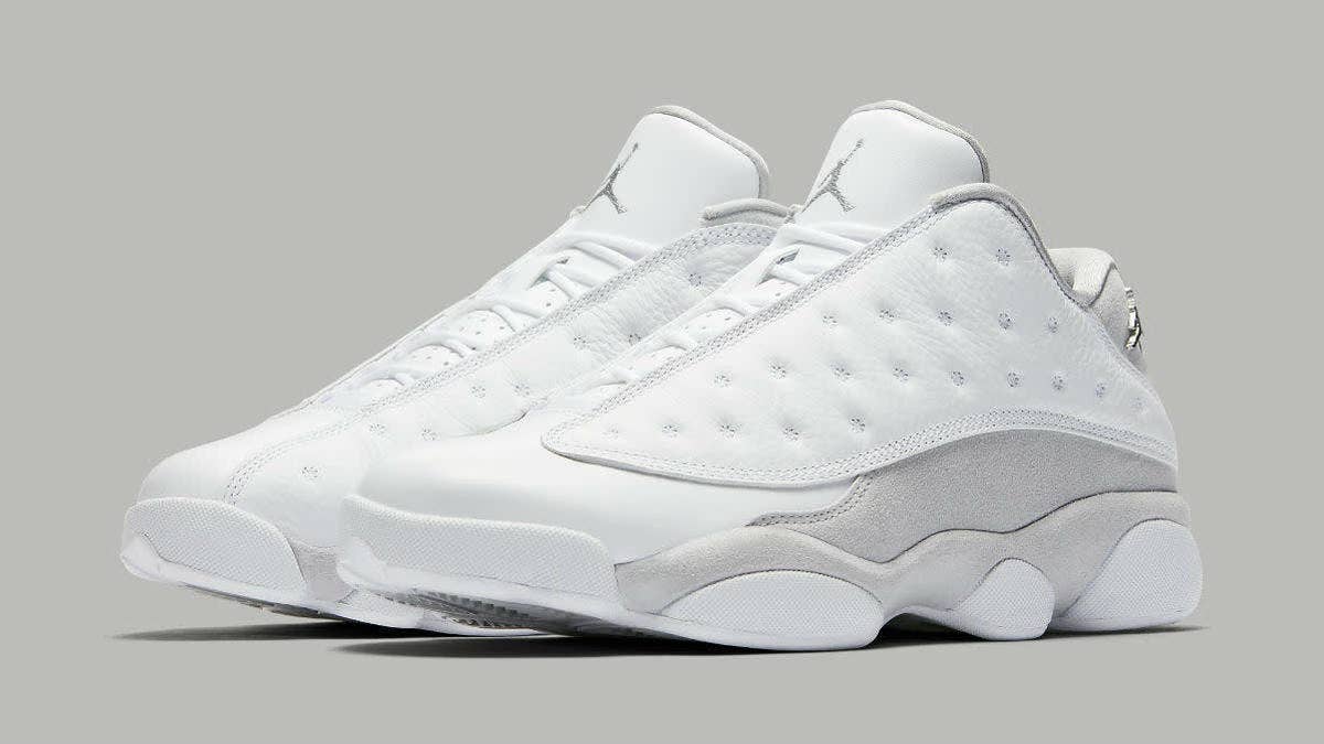 The Air Jordan 13 Low "Pure Platinum" will be available in full family sizing.