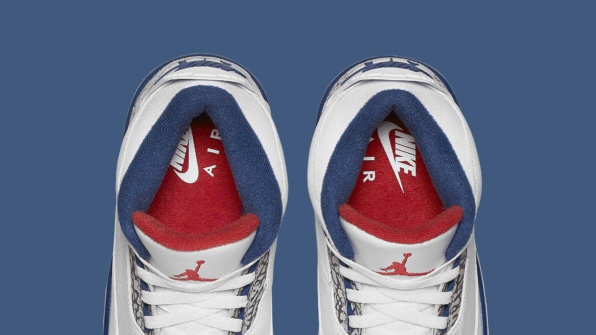 Finish Line put up sizes of the "True Blue" Air Jordan 3s early.