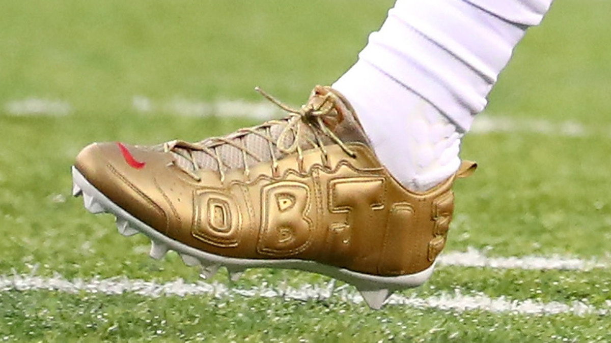 Odell Beckham Jr. Wore These Supreme x Nike Air More Uptempo Inspired Cleats  Last Night •