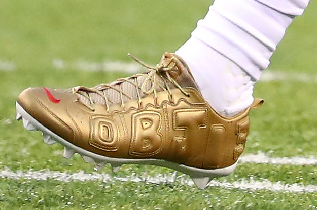 Odell Beckham Jr. Wore These Supreme x Nike Air More Uptempo Inspired Cleats  Last Night •