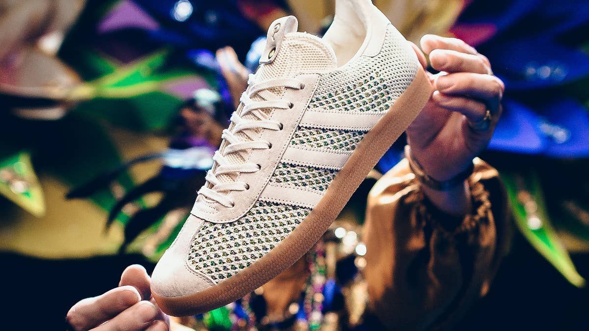 King cake-flavored Adidas Gazelles from Sneaker Politics are made to celebrate Mardi Gras in New Orleans.