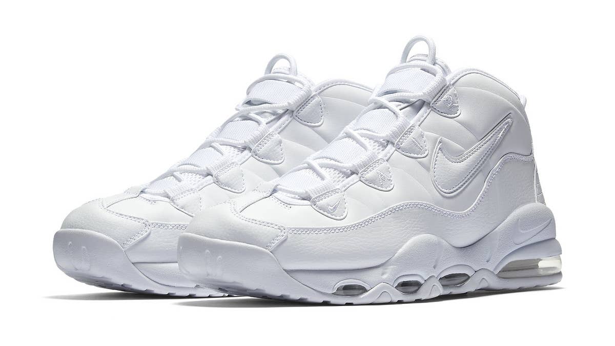 Nike Air Max Uptempos are coming in the trendy 'Triple White' colorway.