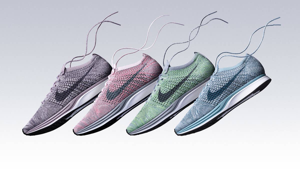 The Nike Flyknit Racer "Macaron" Pack is scheduled to release on May 19.