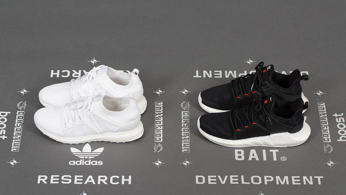 Bait's Consortium Adidas 'R&D' pack will debut the EQT Support 93/16 Boost and EQT Support Future Boost on Aug. 26.