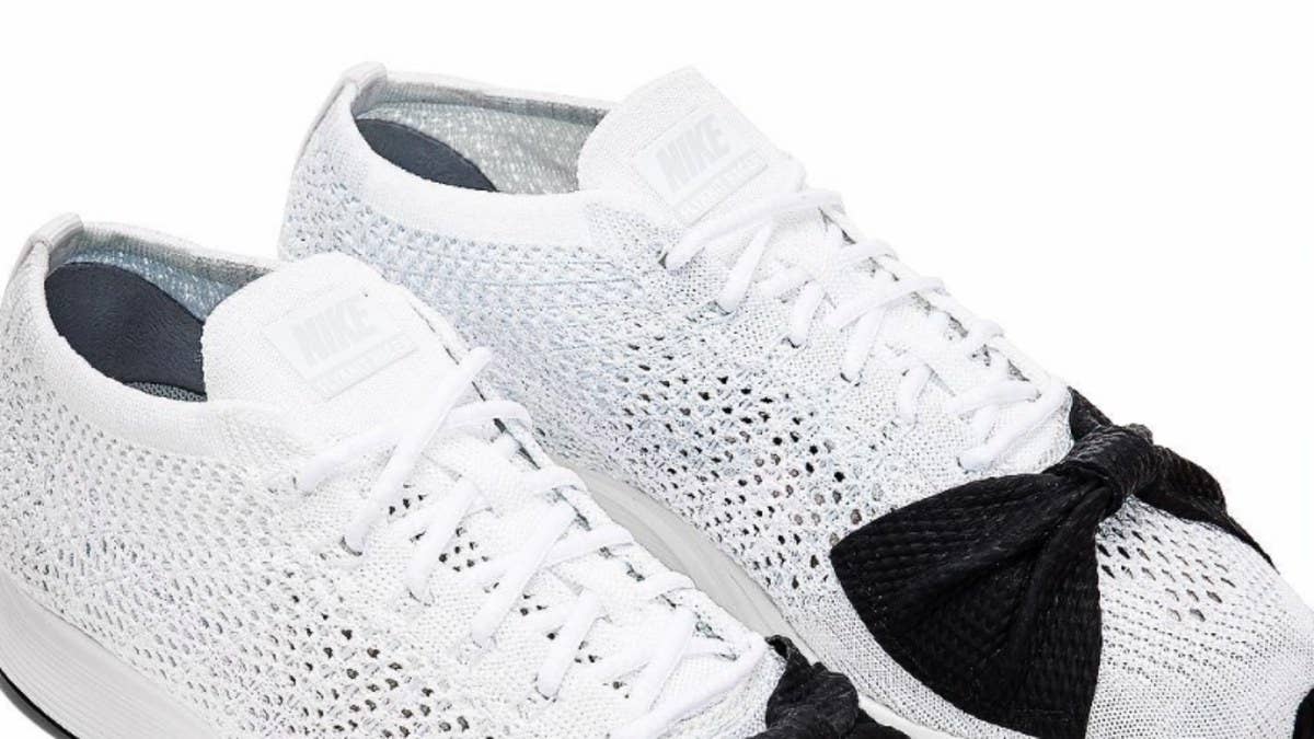 Comme des Garçons decorates the Nike Flyknit Racer with a bow tie.