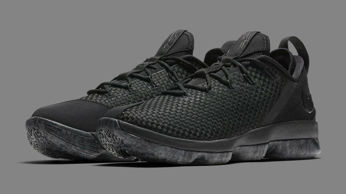 The "Triple Black" Nike LeBron 14 Low releases July 22, 2017 for $150.