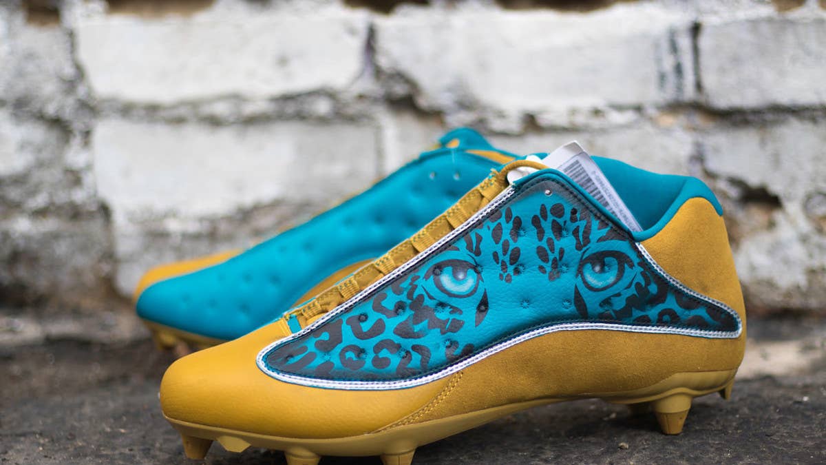 Jalen Ramsey is bringing some crazy Jaguars-inspired custom Air Jordans to London with him.