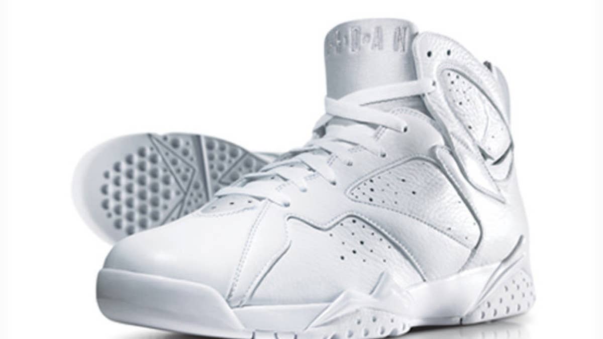 Air Jordan 7s set to release on June 3 in an all-white colorway.