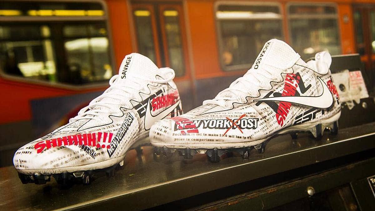Odell Beckham Attempts to Silence the Media with Custom Cleats.