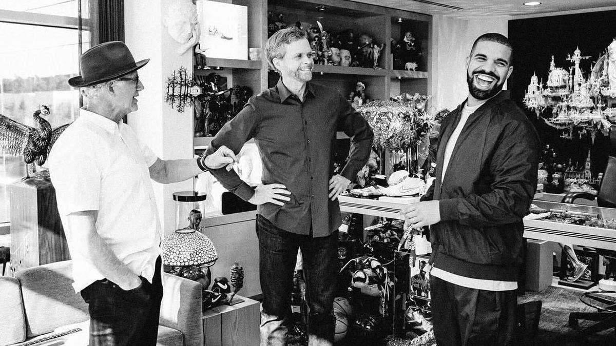 What came of Drake's meeting with Tinker Hatfield and Mark Parker at Nike Headquarters?