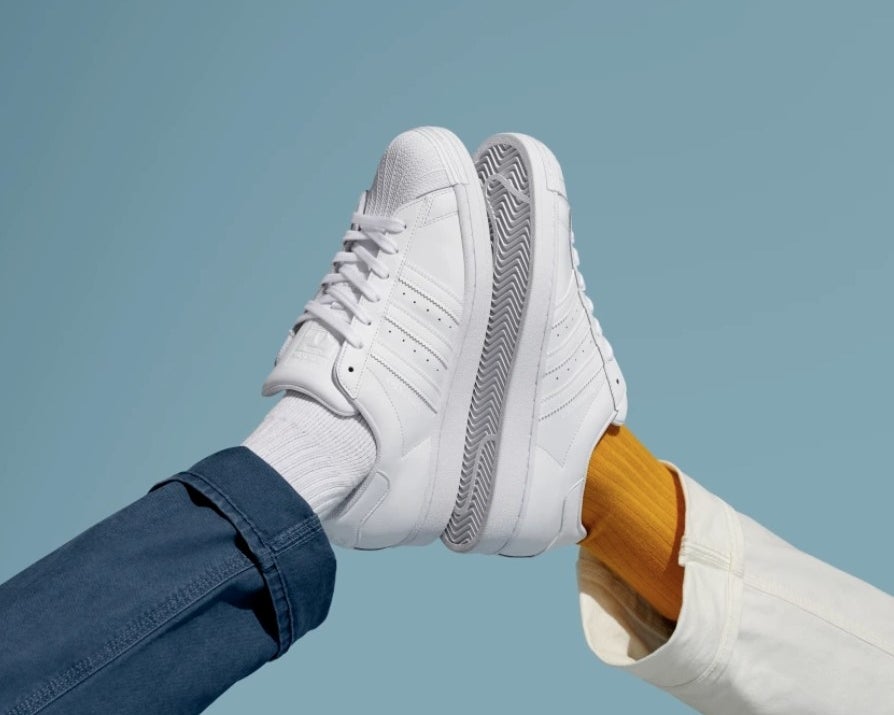 A pair of white sneakers