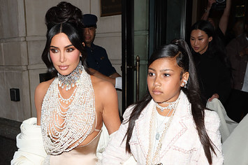 This is an image of Kim Kardashian on the right and North West on the left