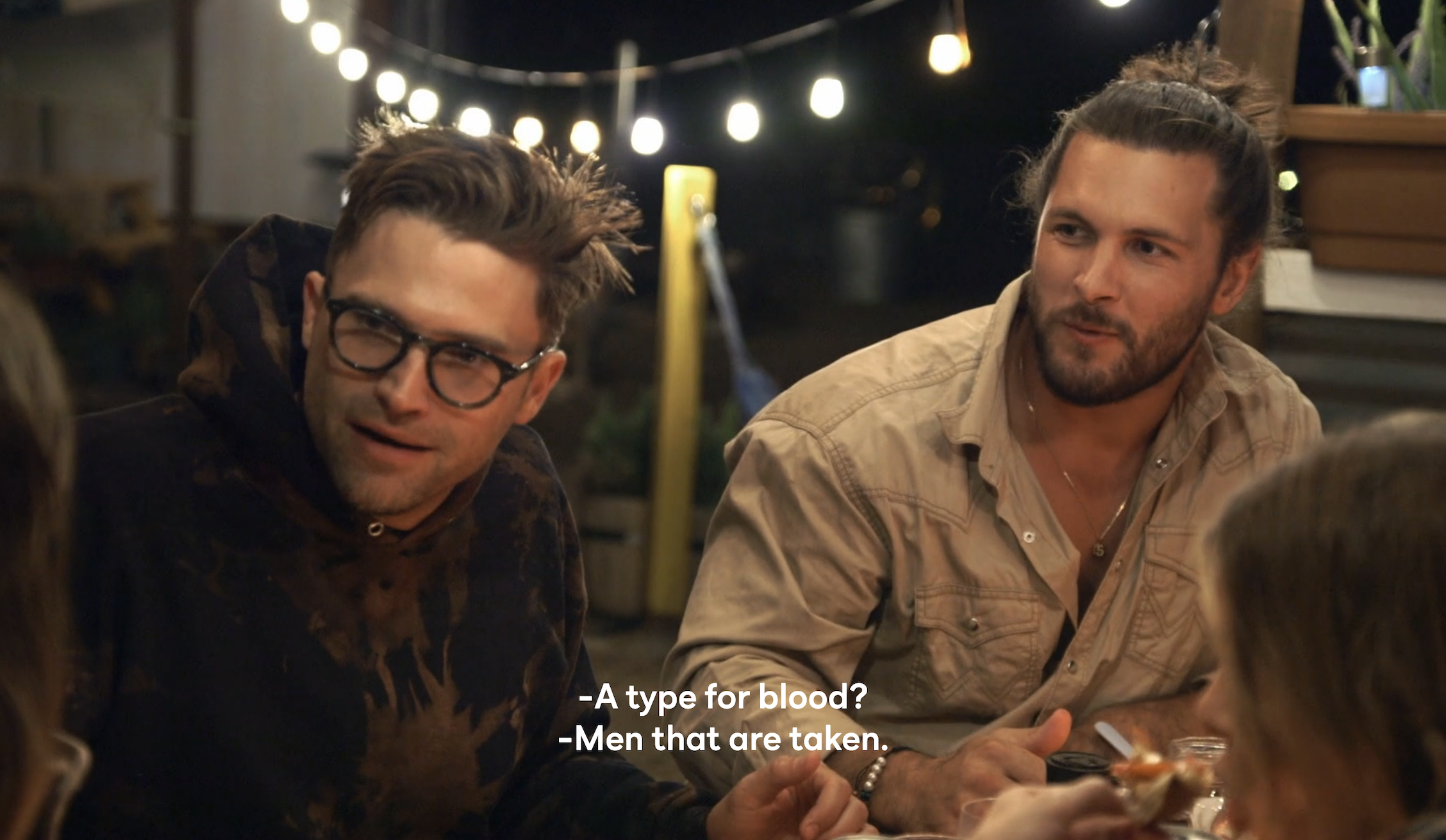 A screencap of Tom Schwartz saying &quot;men that are taken&quot;