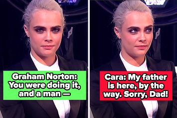 Graham Norton shared Cara Delevingne's hookup story while her dad was in the audience