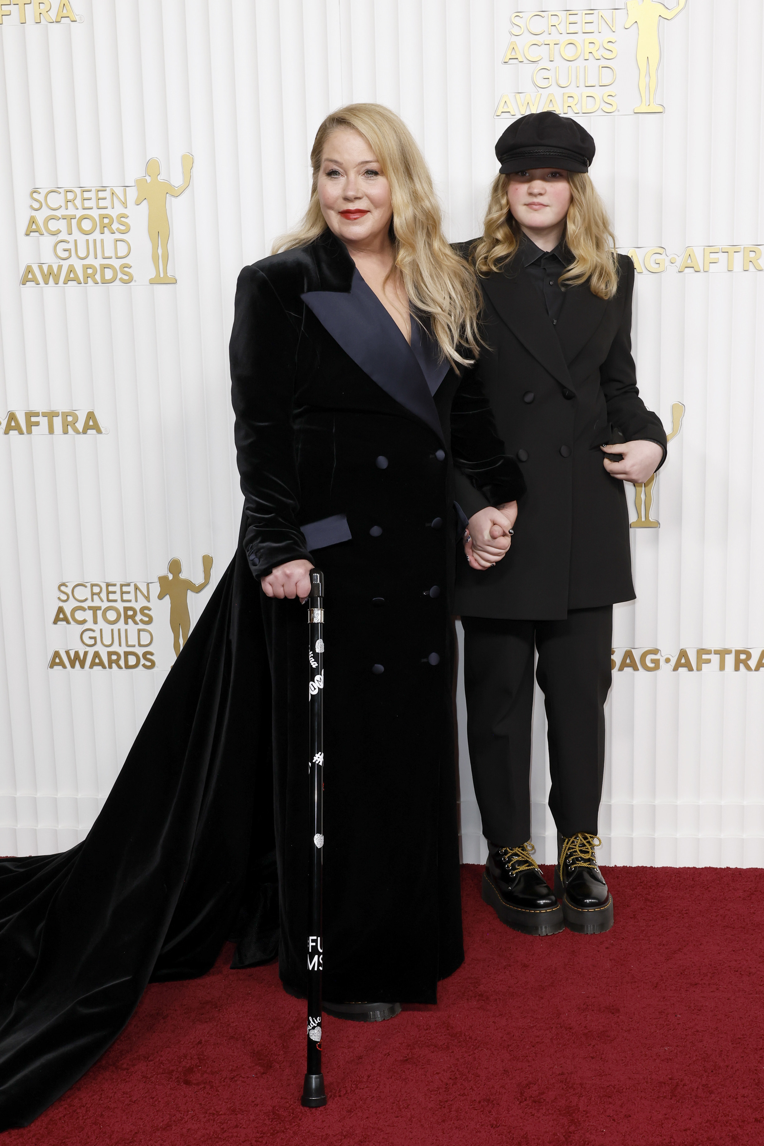 Christina Applegate and her daughter hold hands on the red carpet