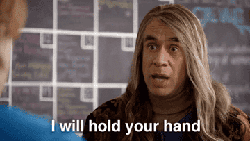 person saying, i will hold your hand and go out into the street and make us both get hit by a car