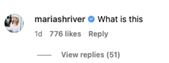 Maria Shriver&#x27;s comment on Instagram that says &quot;What is this&quot;