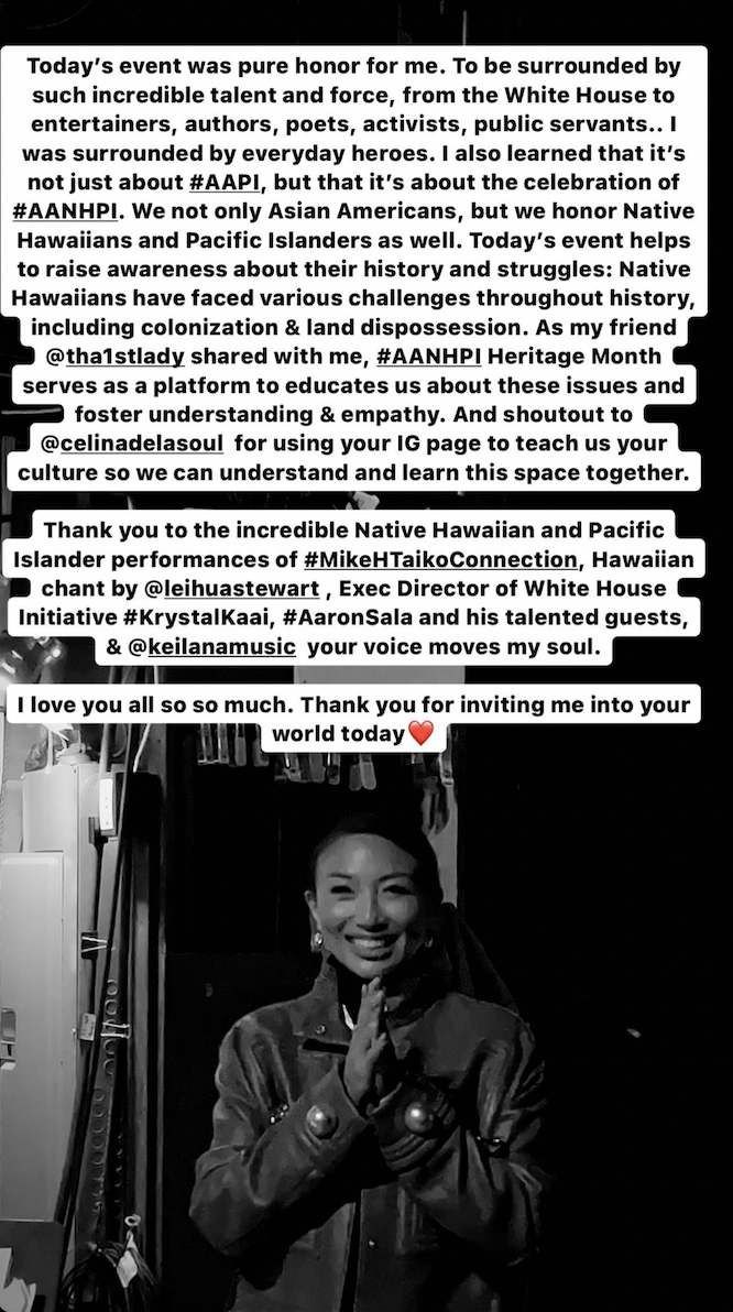 Closeup of Jeannie Mai Jenkins, along with a message from her Instagram