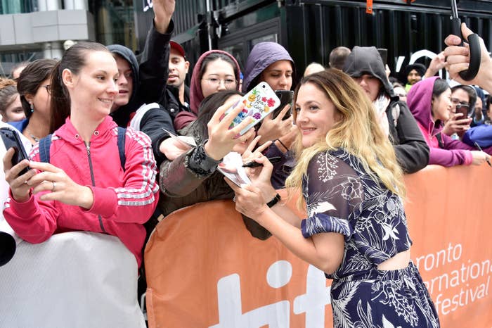 Drew Barrymore greeting fans