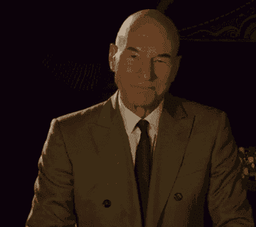 Patrick Stewart laughs and says, "acting"