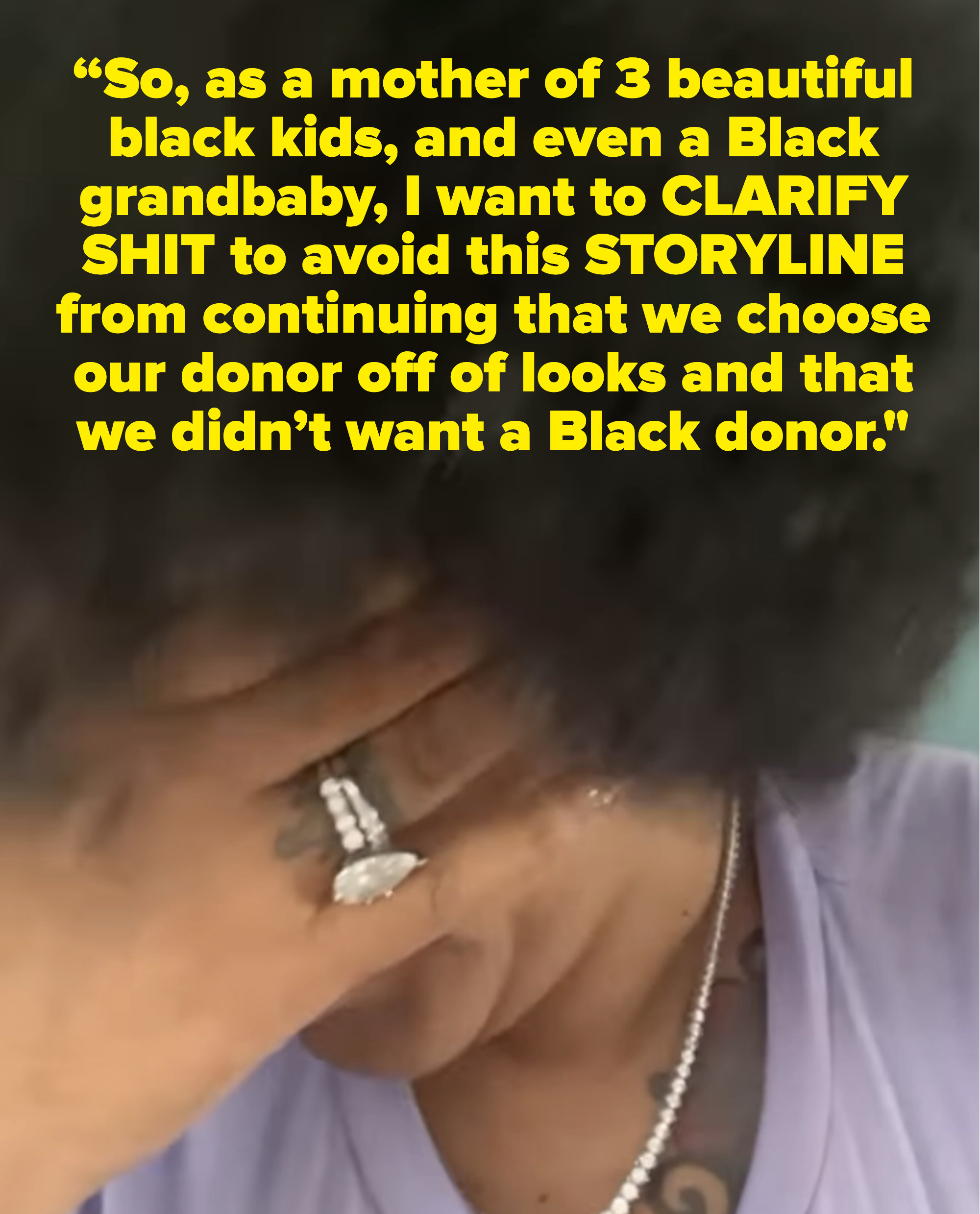 Judy says that she wants to clarify that they didn&#x27;t choose their donor based on looks and accusations that they didn&#x27;t want a Black donor