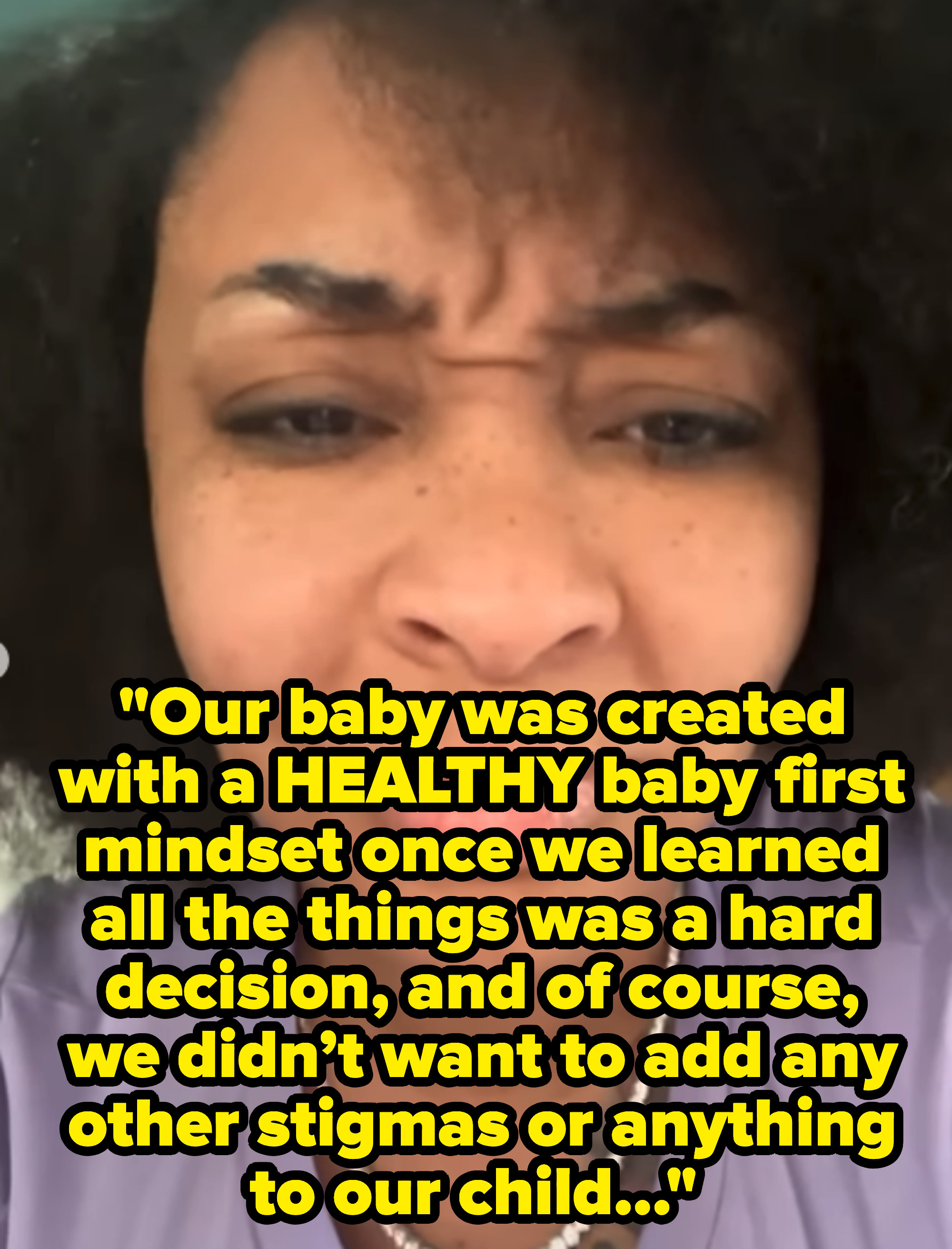 She says their baby was created with a healthy baby first mindset