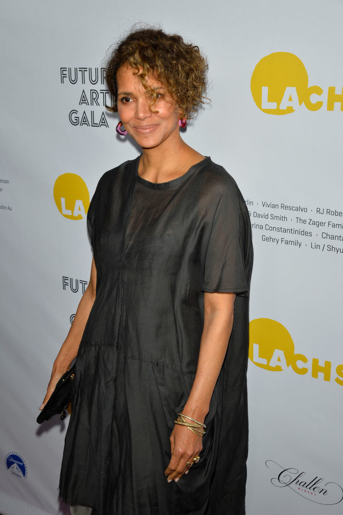 Halle in a loose short-sleeved dress