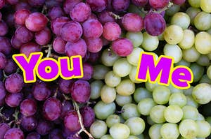 Purple and green grapes.