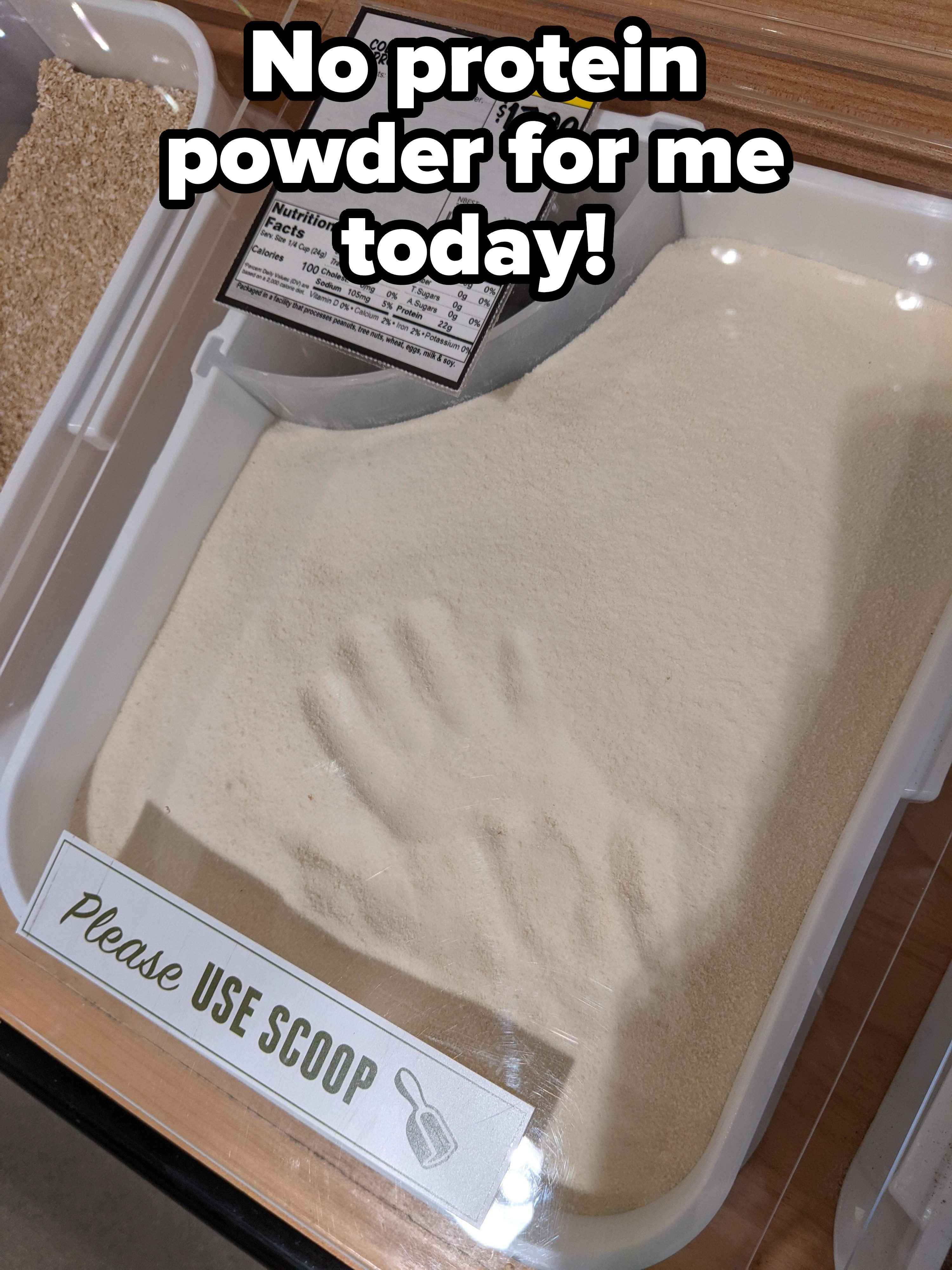 A hand print in someone&#x27;s protein powder