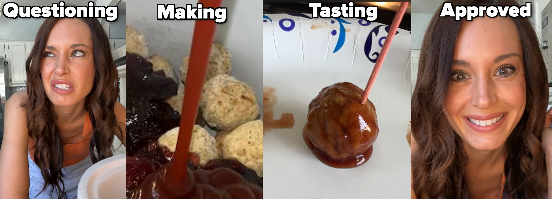 the process from questioning to making to tasting and then approving the meal
