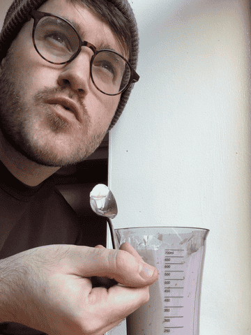 GIF of author trying the cottage cheese mixture