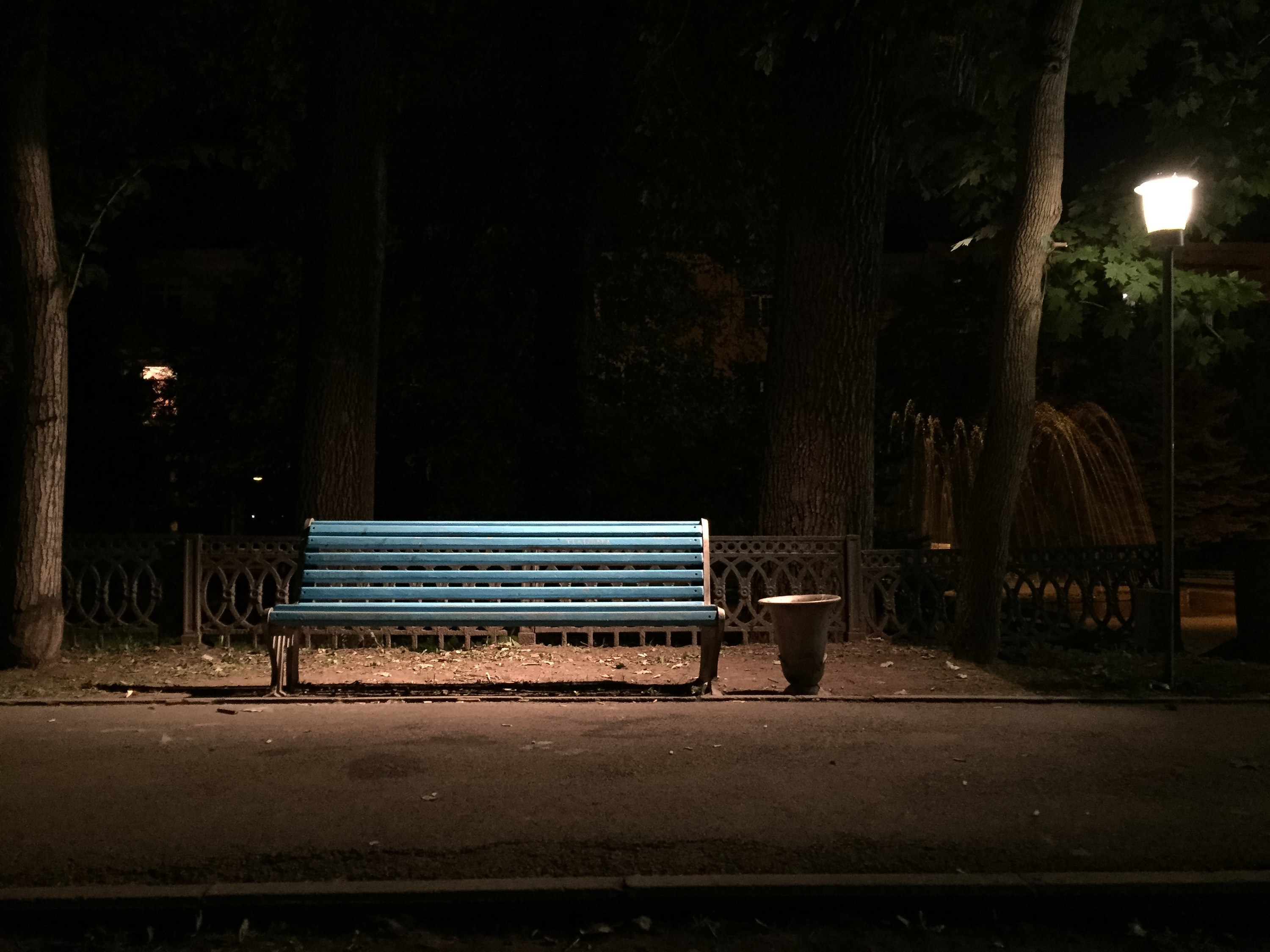 empty bench at night