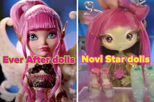 ever after doll next to a novi star doll