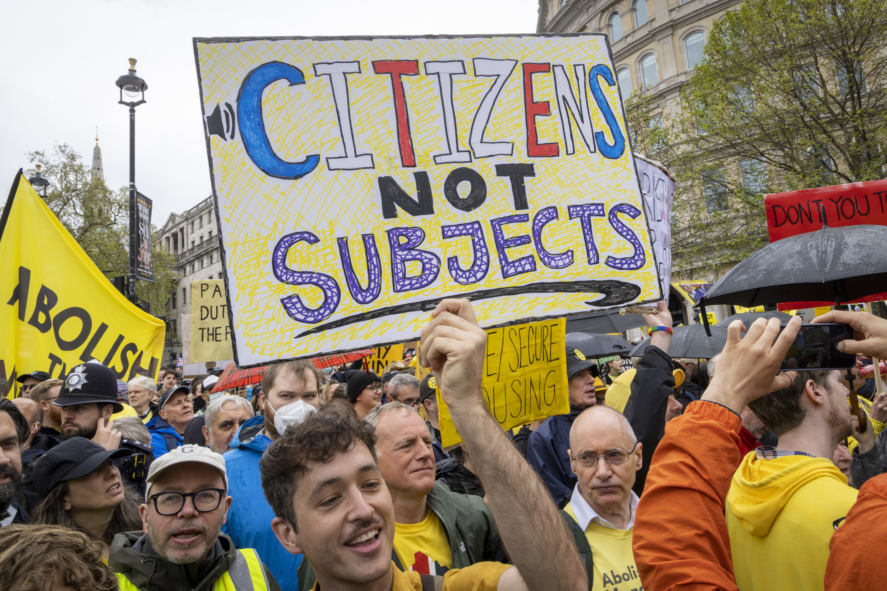citizens not subjects sign among protestors