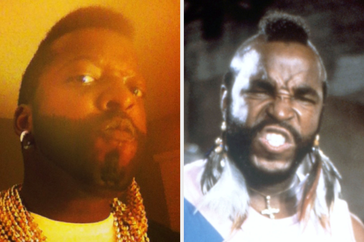 A side-by-side of the author and Mr. T