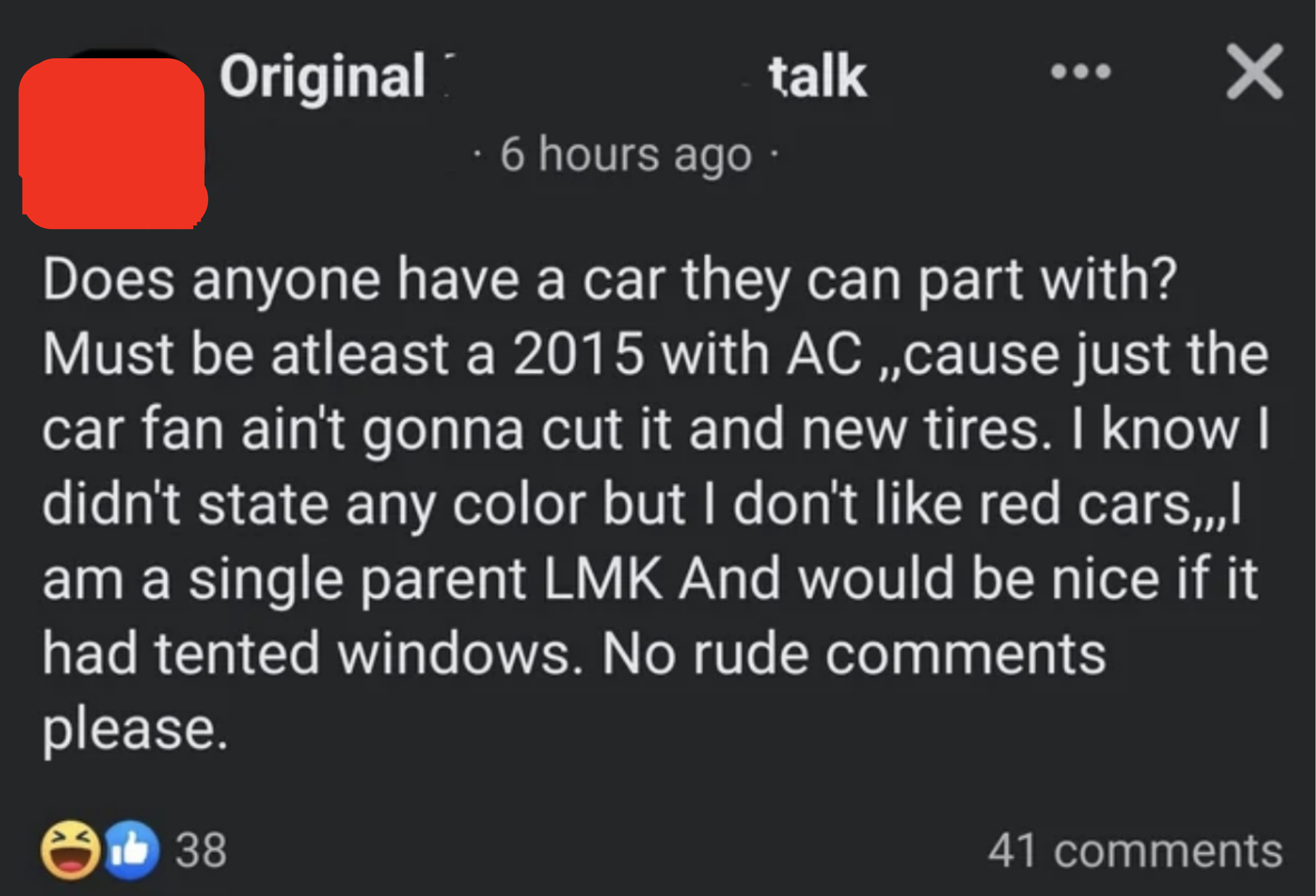 &quot;Does anyone have a car they can part with?&quot;