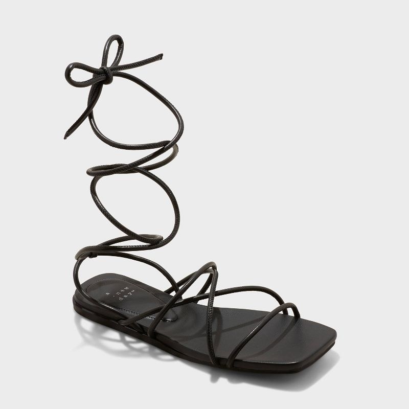 A black lace-up sandal