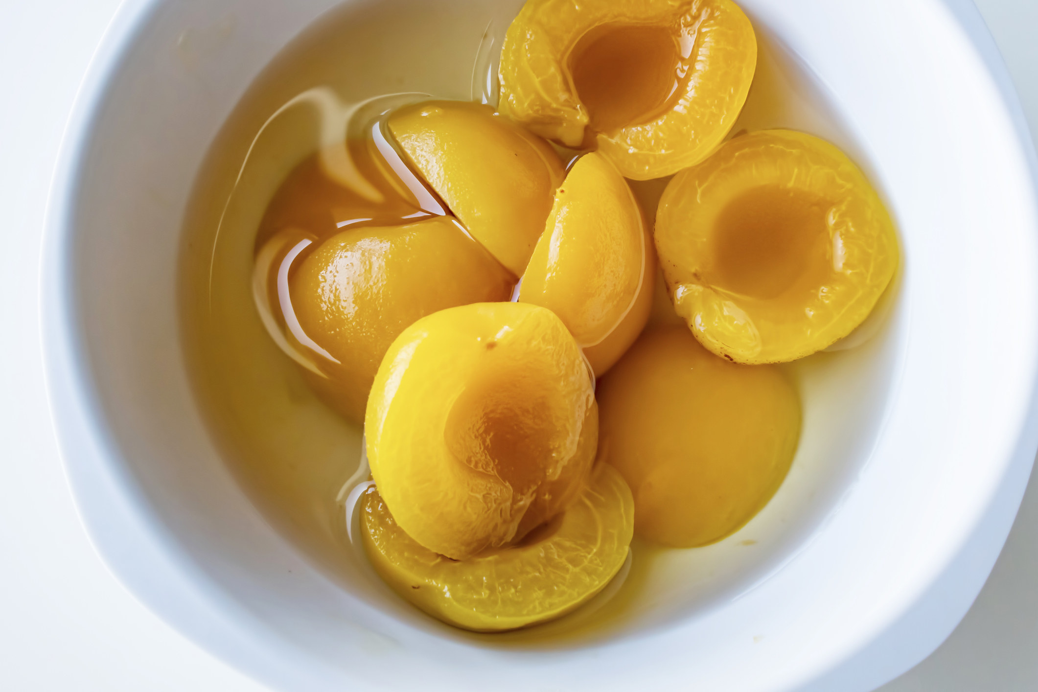 Canned peaches in syrup.