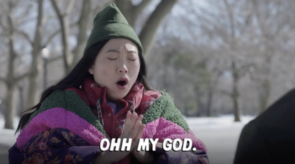 Awkwafina saying, "Oh my god."