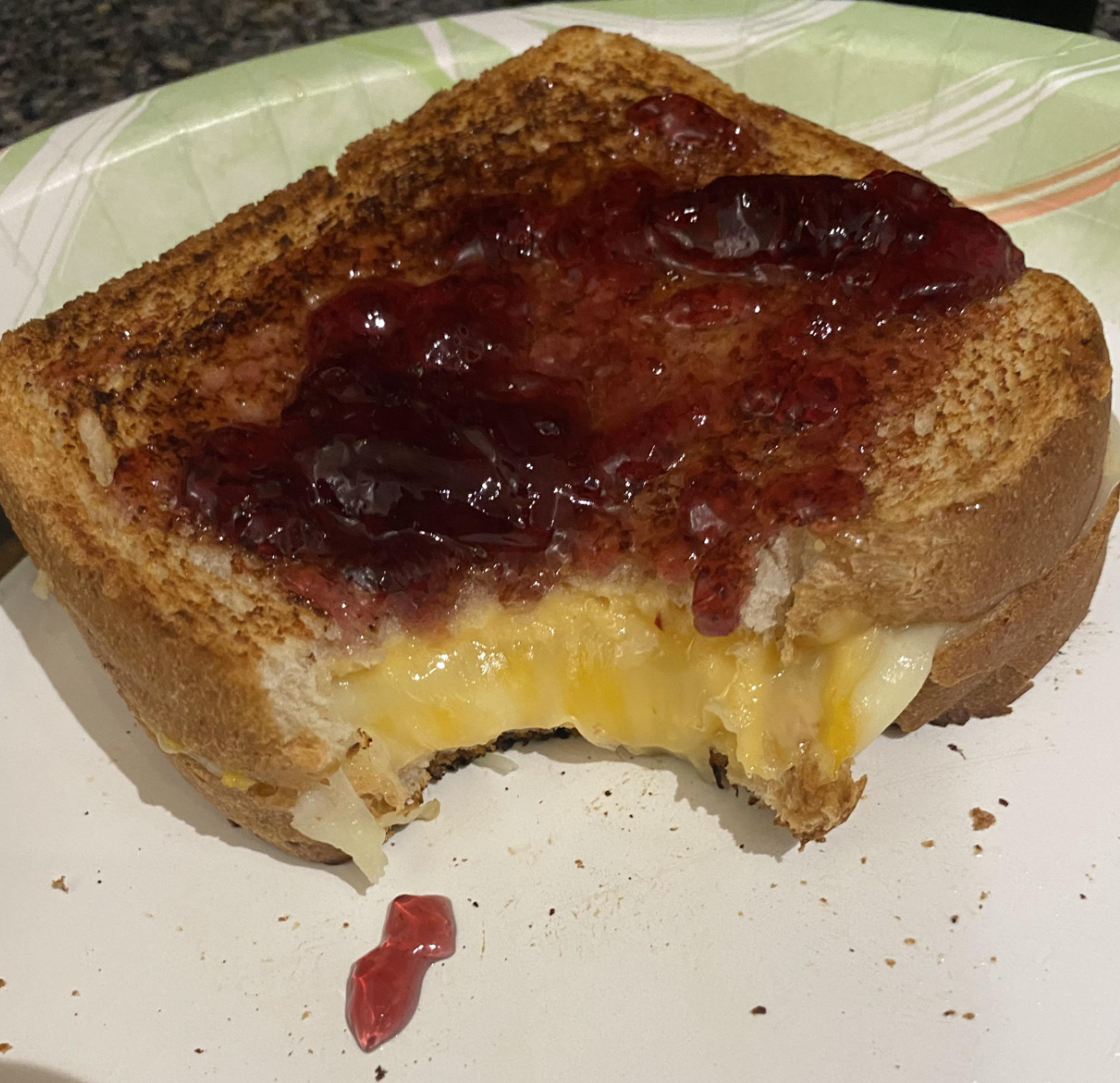 Grilled cheese with grape jelly.