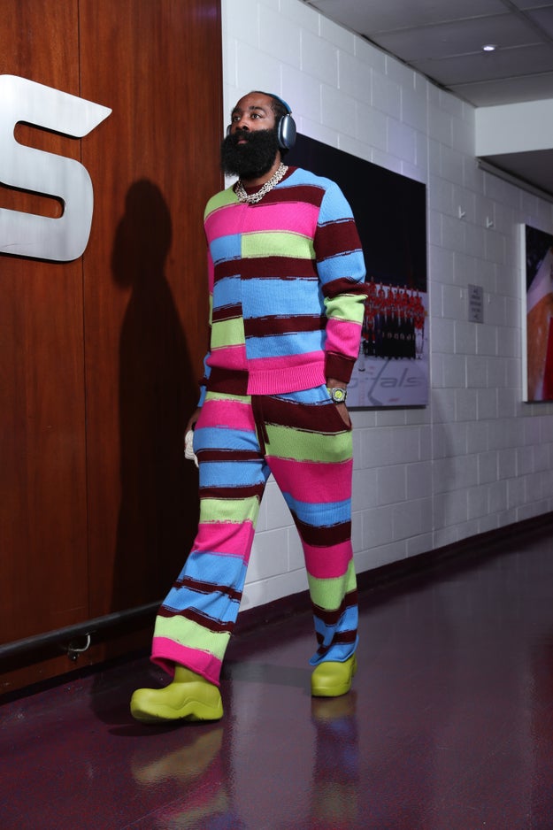 James Harden Pulls Up To Playoff Game In Furry Outfit, What Met Gala?!