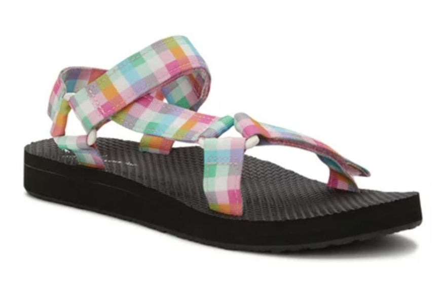 the sandal in a plaid pattern