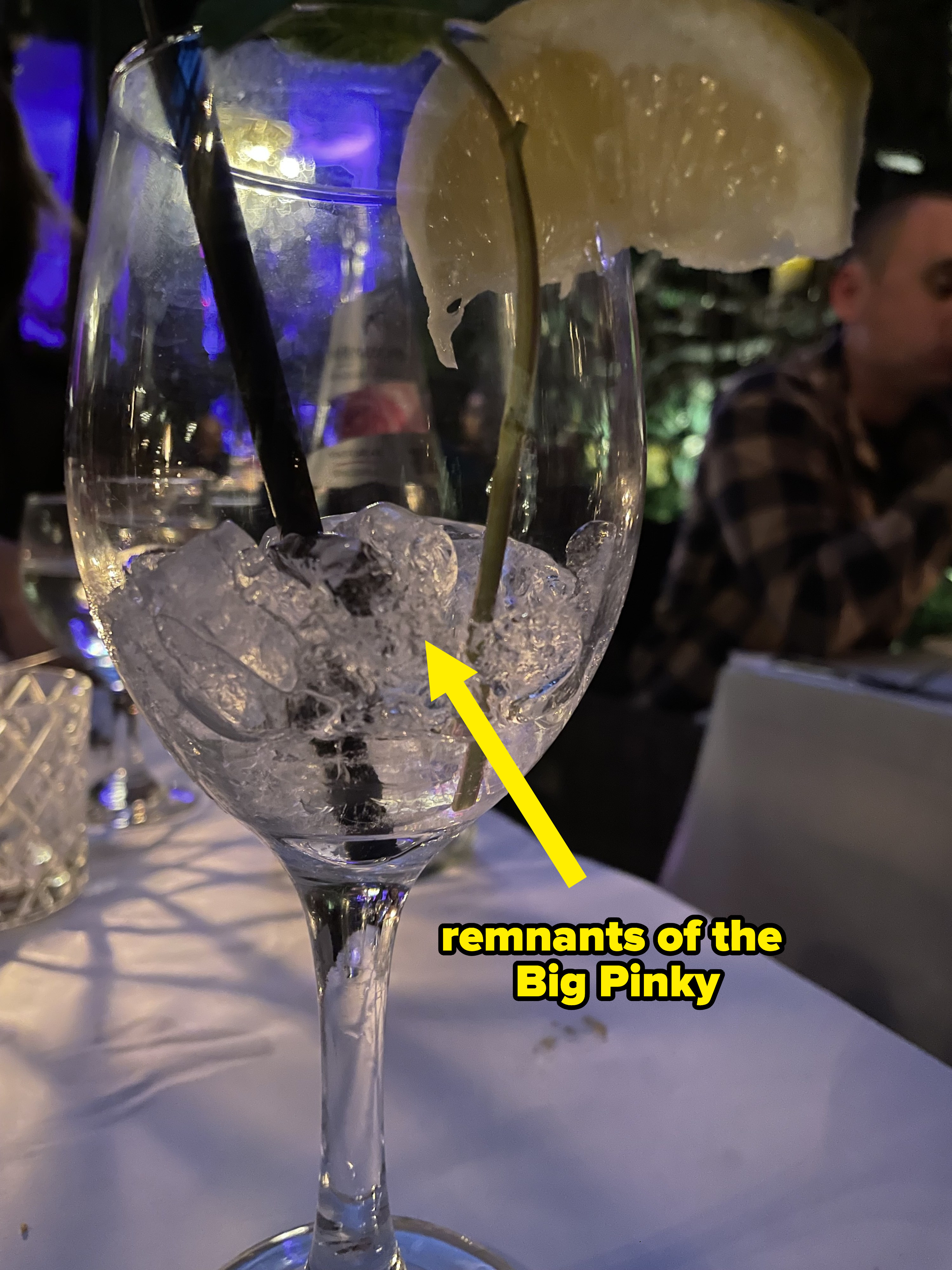 A shot of the Big Pinky