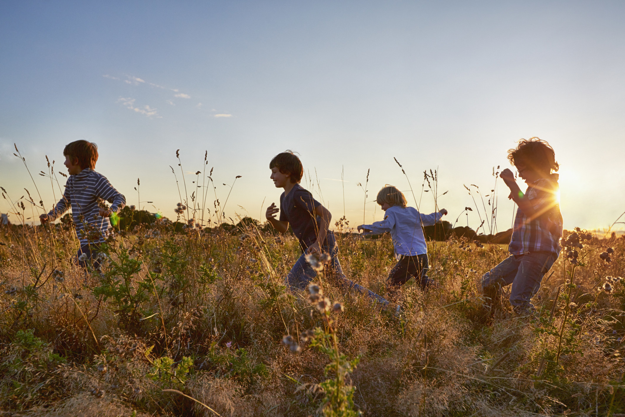 Kids playing in a field