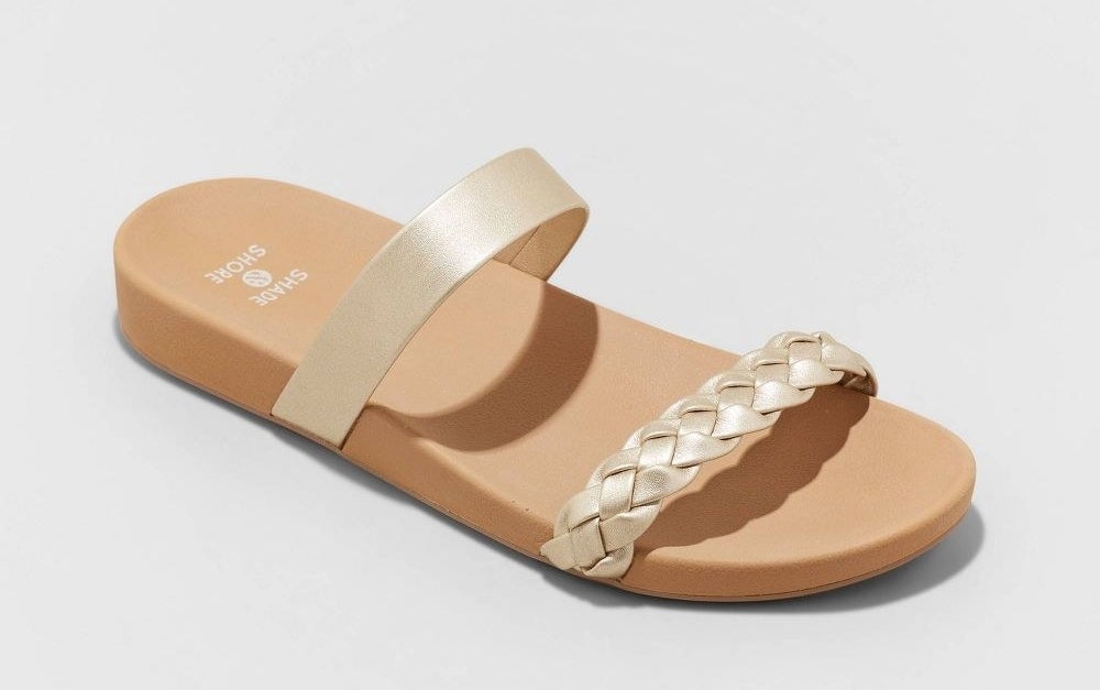 sandals with 2 gold straps